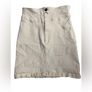 Zara Off-White Mini Skirt with Button Detail